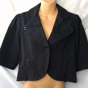 Mossimo Black 3/4 Sleeve Cropped Jacket M